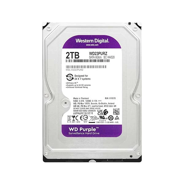DISCO DURO WESTERN DIGITAL 2TB PURPLE CCTV 3,5" 6GB WD23PURX