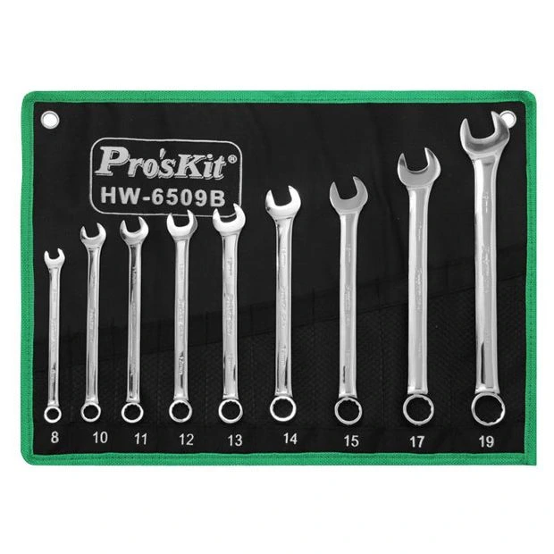 KIT PROSKIT DE LLAVE INGLESA FIJA (8, 10, 11, 12, 13, 14, 15,  17, 19MM) HW-6509B 