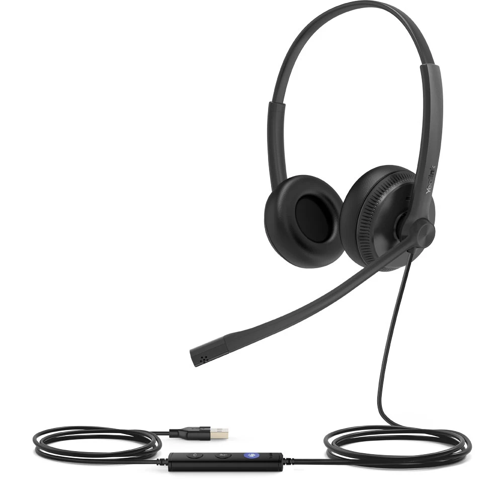 Auriculares Yealink diseñados para colaboración empresarial, con compatibilidad Microsoft Teams, sonido claro y diseño cómodo para uso prolongado.
