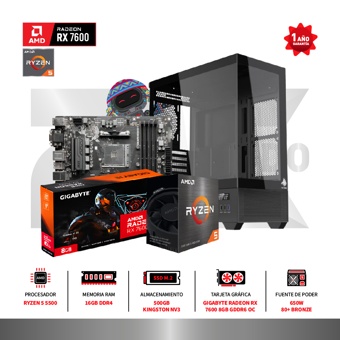 PC GAMER AMD RYZEN 5 5500 - RADEON RX 7600