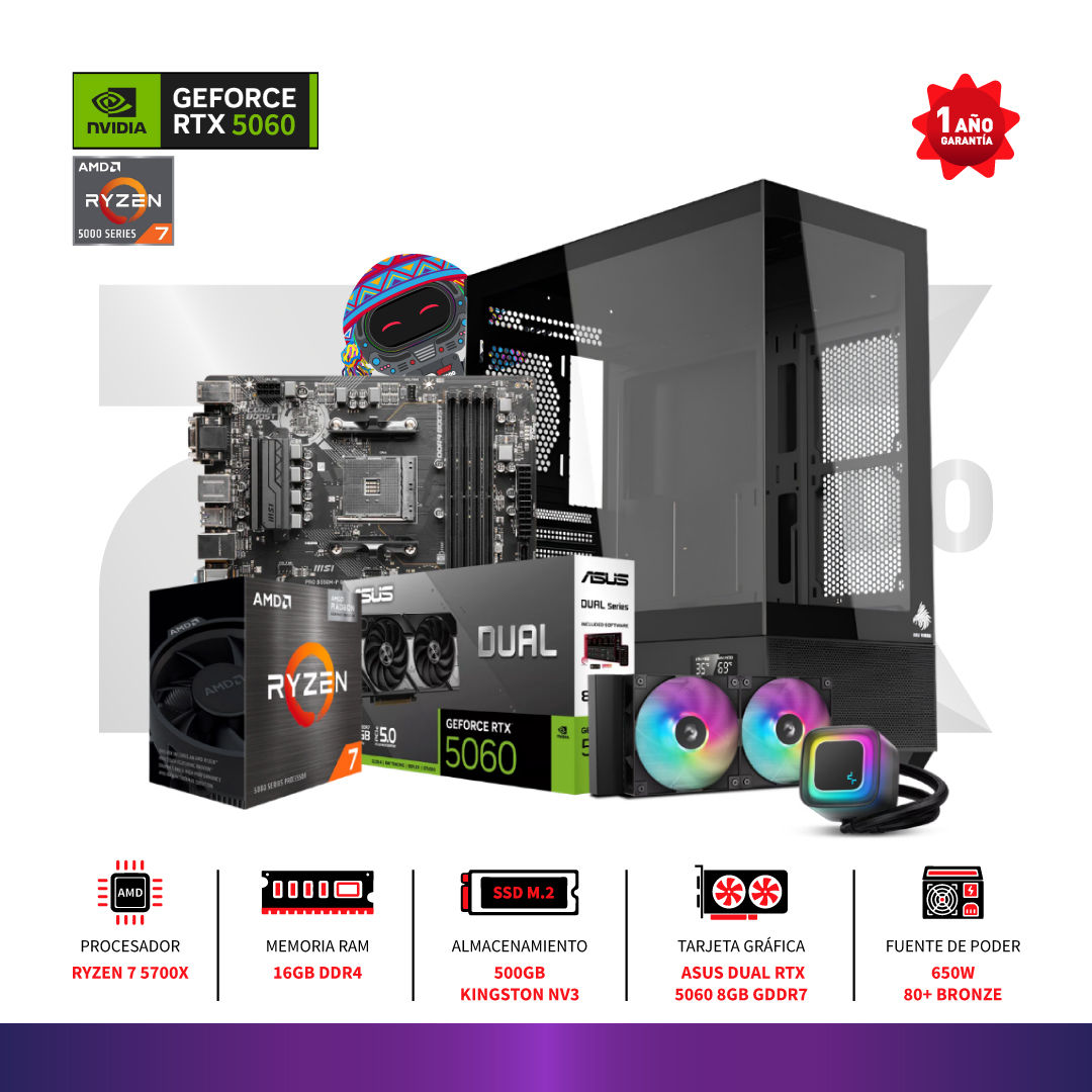 PC GAMER AMD RYZEN 7 5700X - ASUS RTX 5060