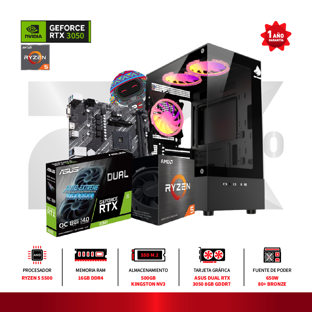 PC GAMER AMD RYZEN 5 5500 - ASUS RTX 3050