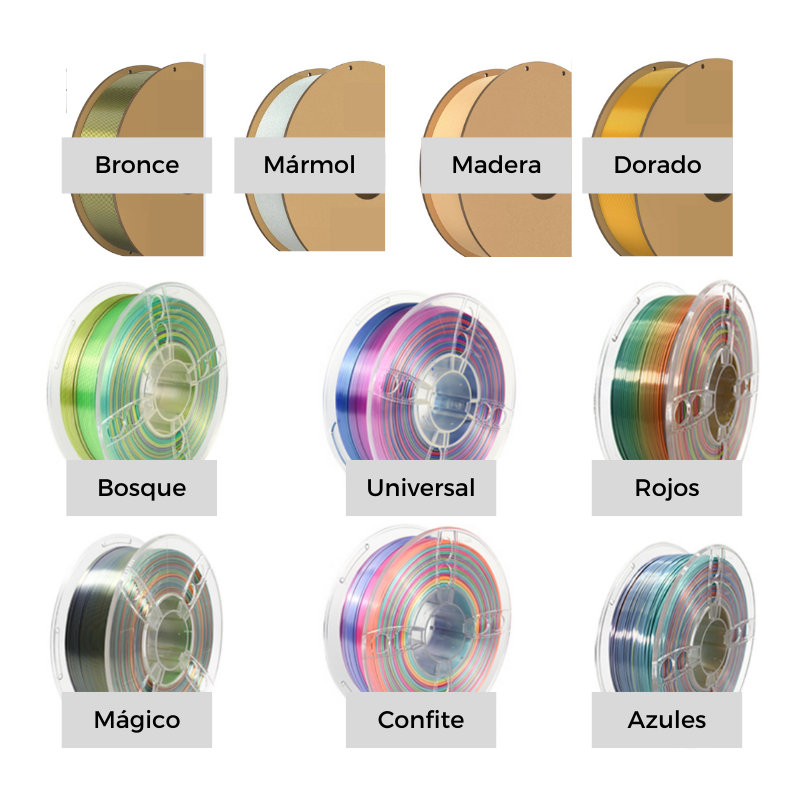 FILAMENTO PLA PRITONIC SEDAS MÁRMOL Y MADERA