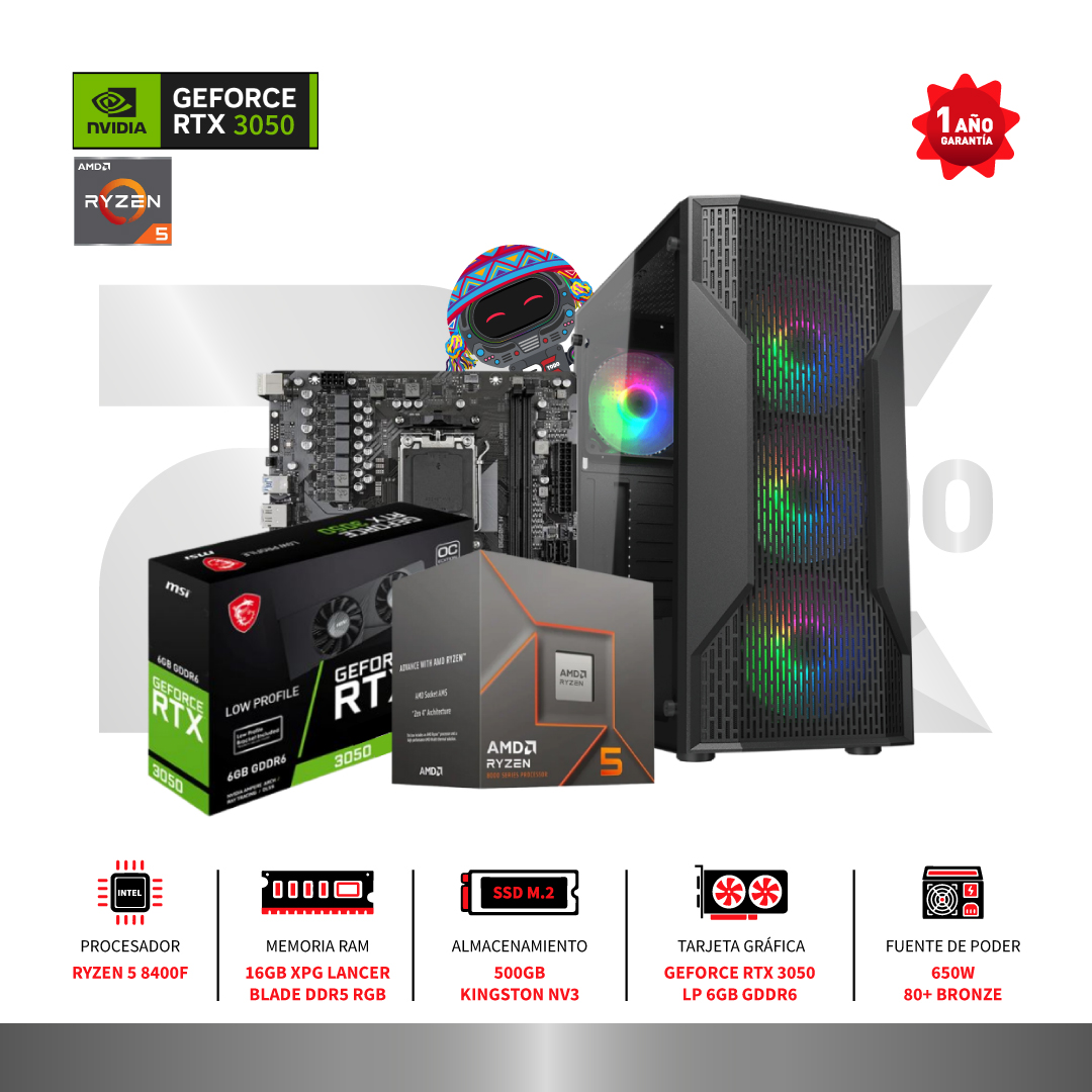 PC GAMER AMD RYZEN 5 8400F - RTX 3050 TWO