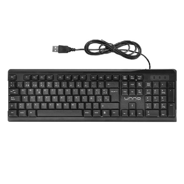 TECLADO UNNO TEKNO KLASS MEMBRANA alámbrico USB ESPAñOL KB6701BK