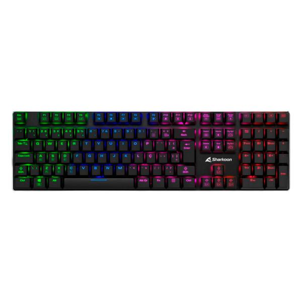 TECLADO GAMING RGB SHARKOON PUREWRITER mecánico alámbrico USB inglés SWITCH ROJO 4044951021468