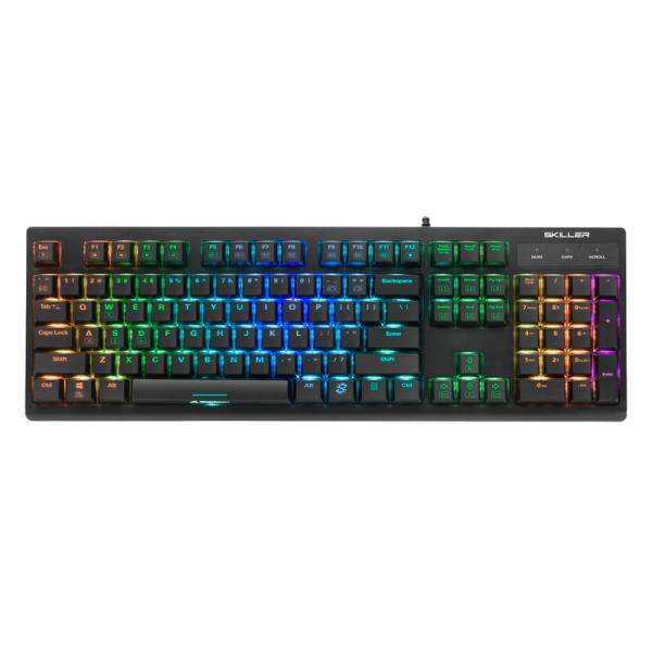 TECLADO GAMING RGB SHARKOON SKILLER SGK30 mecánico alámbrico USB inglés SWITCH AZUL 4044951030033