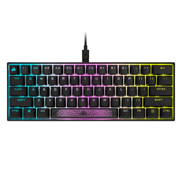 TECLADO GAMING RGB CORSAIR K65 MINI mecánico alámbrico USB inglés SWITCH PLATEADO CH-9194014-NA
