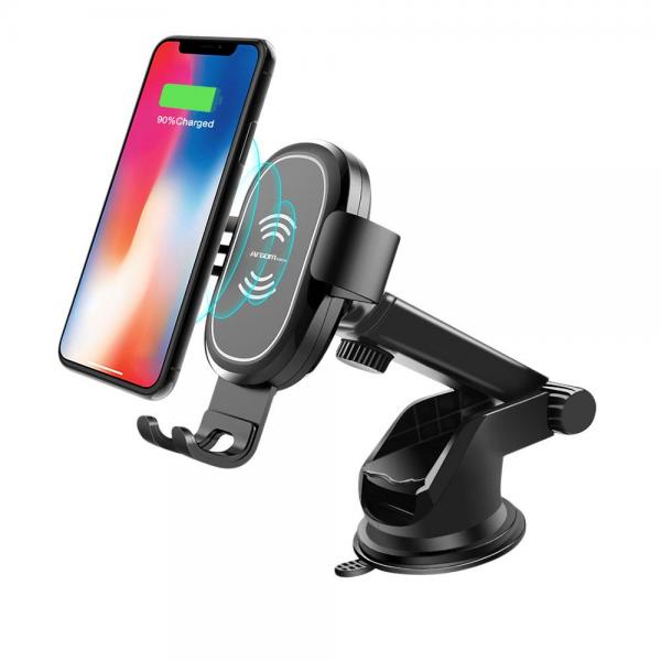 CARGADOR Y SOPORTE DE CELULAR PARA AUTO ARGOM 10W ARG-AC-0160BK