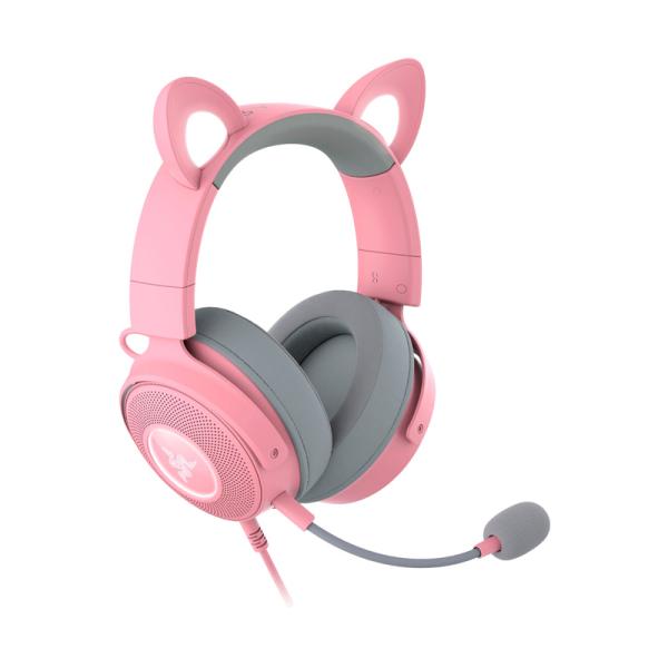 HEADSET GAMING RGB RAZER KRAKEN KITTY V2 QUARTZ alámbrico USB-A NASA RZ04-04510200-R3U1