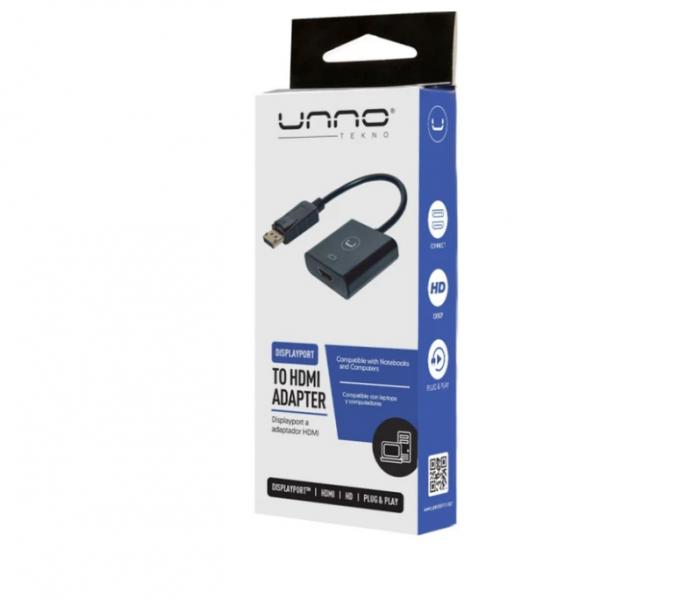 ADAPTADOR UNNO TEKNO DISPLAY PORT TO HDMI AD3004BK