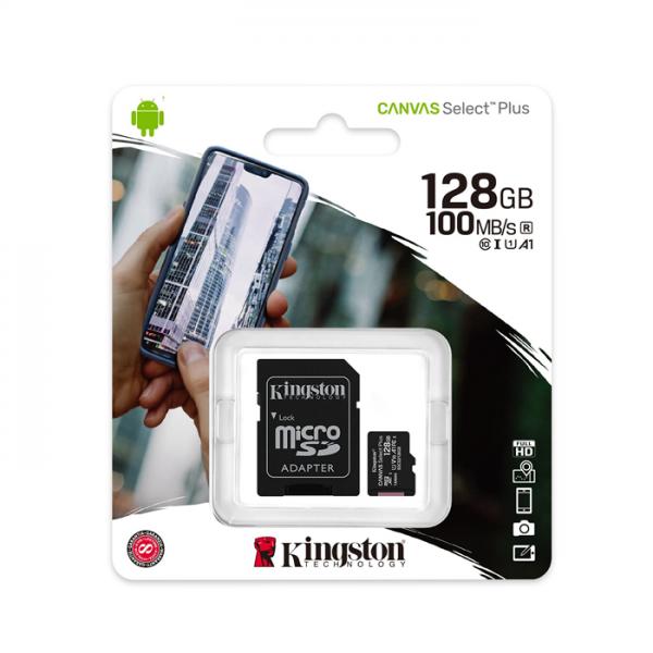 MEMORIA MICRO SDXC 128GB KINGSTON SDCS2 CANVAS SELECT PLUS CLASE 10 100 MB/S OPTIMIZADA PARA DISPOSITIVOS ANDROID