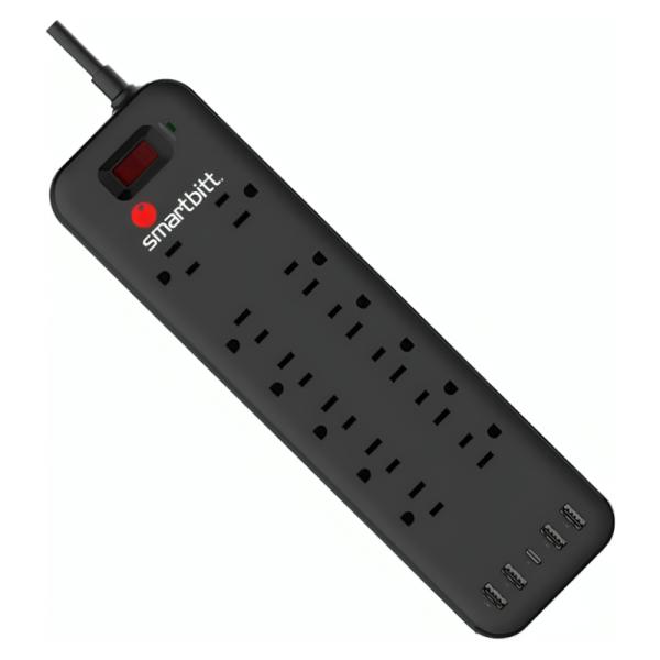 REGLETA PROTECTOR DE PICOS SMARTBITT SUPRESSOR 12 OUTLETS 5USB SBSS-B12-5U