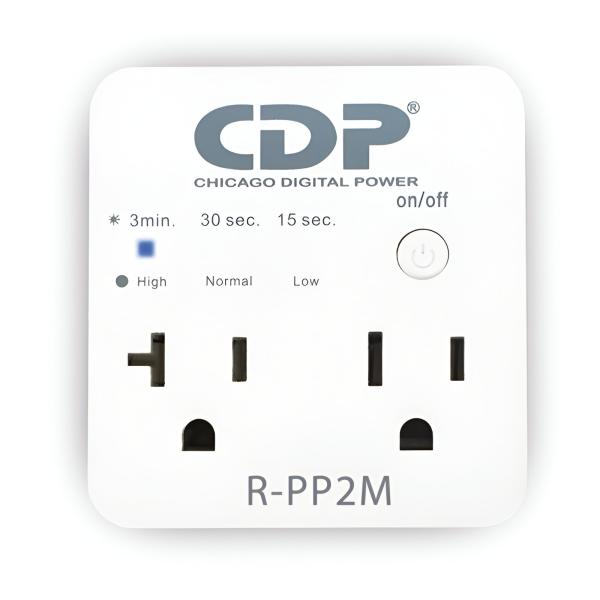 PROTECTOR DE VOLTAJE CDP R-PP2 1800W 2 TOMAS supresión DE SOBRECORRIENTE Y SOBRE VOLTAJE RETARDO DE energía SELECCIONABLE