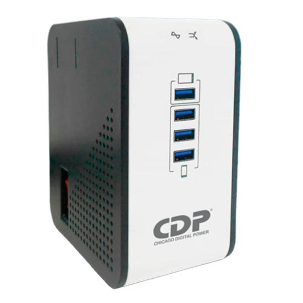 REGULADOR DE VOLTAJE CDP R2CU-AVR1008 1000VA 500W 8 TOMAS 170?270 VCA PANTALLA LED OCULTA protección COAXIAL