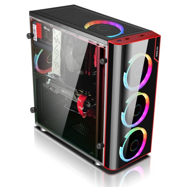 CASE GAMING RGB  EAGLE WARRIOR CG06Z3RA001C MID TOWER VENTILADORES 3 DE 120MM CON VIDRIO LATERAL Y PANEL acrílico FRONTAL