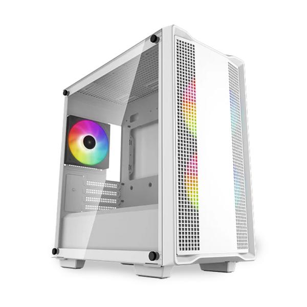 CASE GAMING DEEPCOOL CC360 ARGB WH MINI TOWER VENTILADORES 3 DE 140MM CON VIDRIO LATERAL Y MALLA FRONTAL R-CC360-WHAPM3-G1