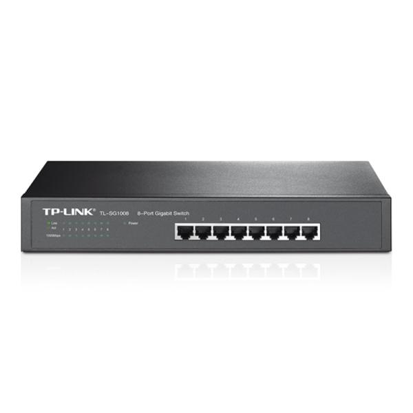 SWITCH TP LINK TL-SG1008 8 PUERTOS GIGABIT 10/100/1000 MBPS NO ADMINISTRABLE RACKMOUNT