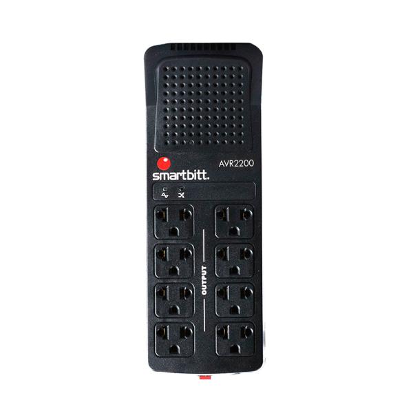 REGULADOR DE VOLTAJE SMARTBITT SBAVR2200 2200VA 1100W 8 TOMAS 95?148 VCA AVR protección RJ11 LED