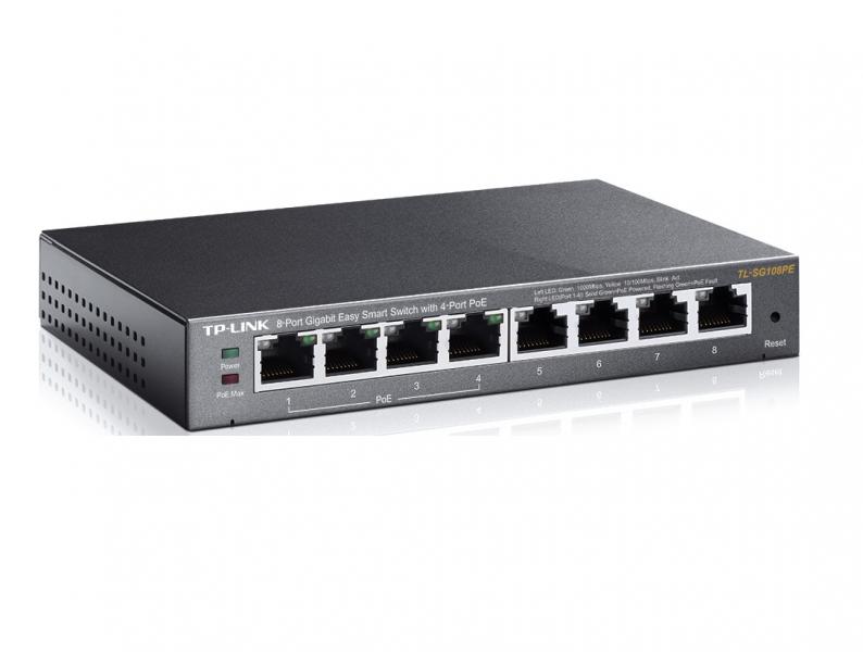 SWITCH TP LINK TL-SG108PE 8 PUERTOS GIGABIT 10/100/1000 MBPS EASY SMART PoE+ MANAGED ADMINISTRABLE