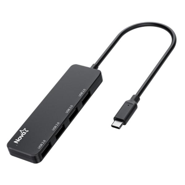 HUB NOVA AHB1S240002C 4 EN 1 USB-C 4 PUERTOS UBS-A 2.0  480MBPS