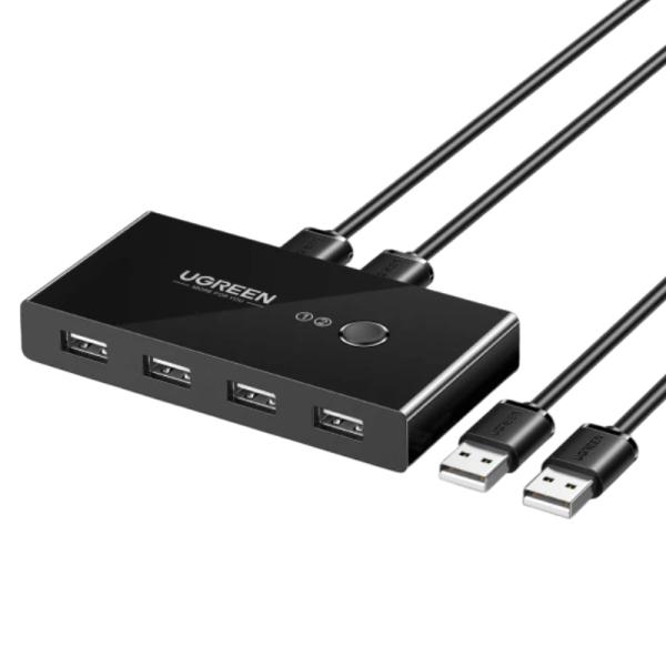 HUB KVM UGREEN US216 DE 2 ENTRADAS Y 4 SALIDAS USB-A 480MBPS INCLUYE DOS CABLES USB-A 2.0 30767