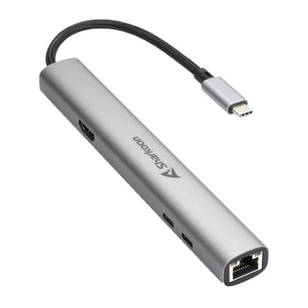 ADAPTADOR SHARKOON OFFICEPAL COMBO USB-C A USB-A Y USB-C conexión HDMI Y RJ45 4044951040704