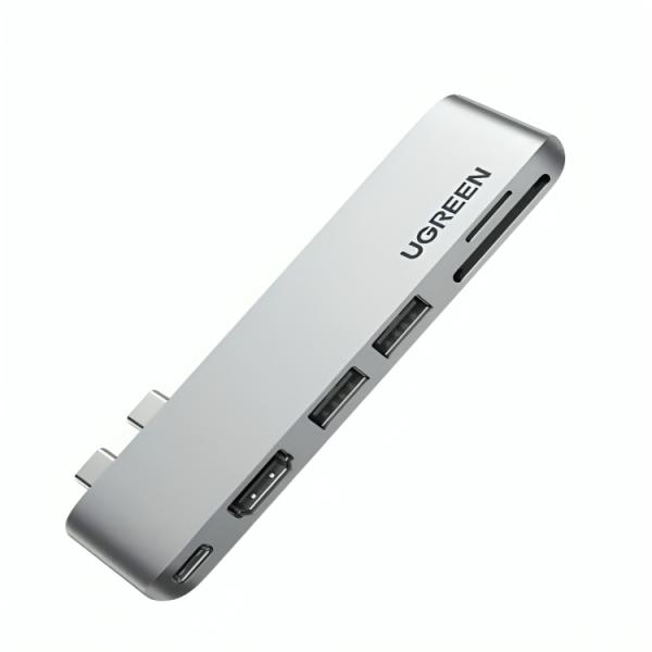 HUB UGREEN CM380 MULTIFUNCIONAL USB-C 2 PUERTOS USB 3.0 1 PUERTO HDMI RTO PARA TARJETAS SD/TF PARA MACBOOK AIR/PRO 80856