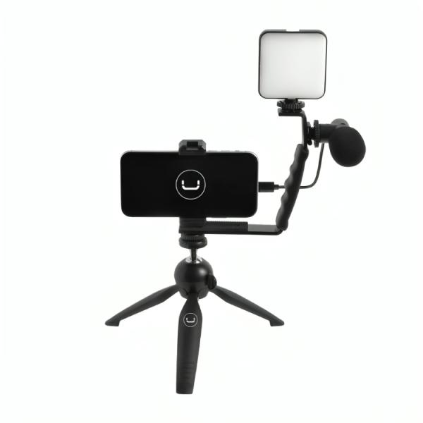 KIT DE VLOGGING UNNO TEKNO PH1902BK CON LUZ Y micrófono