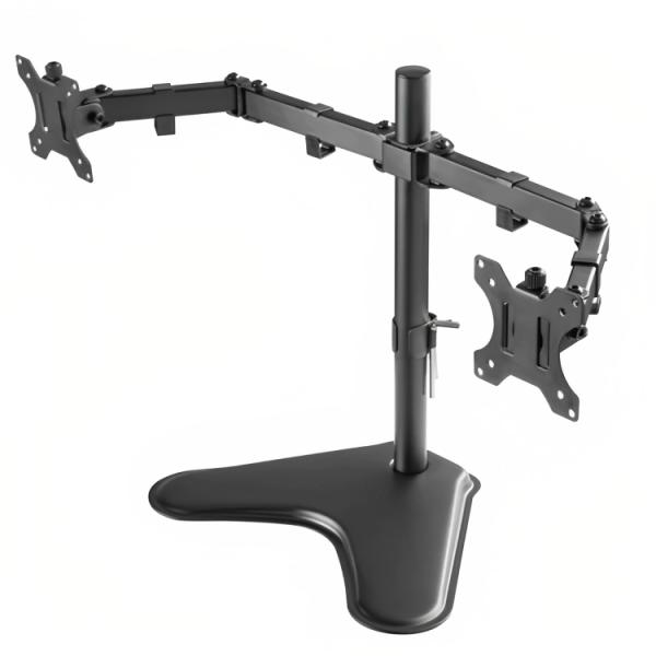 SOPORTE DE ESCRITORIO PARA MONITORES UNNO TEKNO TM8001BK COMPATIBLE CON MONITORES PLANOS DE HASTA 32 PULG CAPACIDAD DE 8KG CADA UNO CON ORGANIZADOR DE CABLES