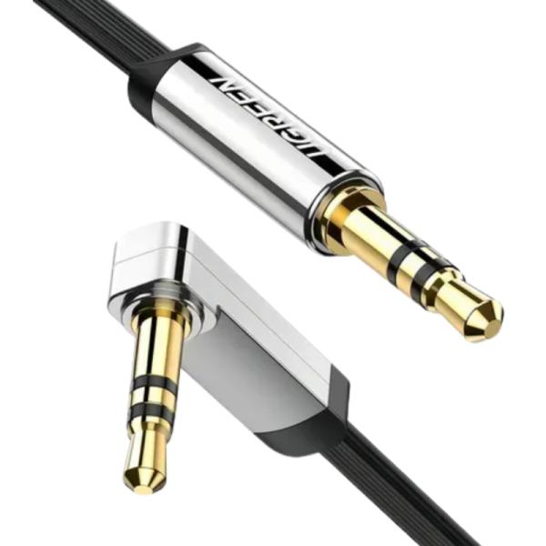 CABLE UGREEN AV119 3.5MM MACHO RECTO A MACHO ángulo PLANO 1M 10597