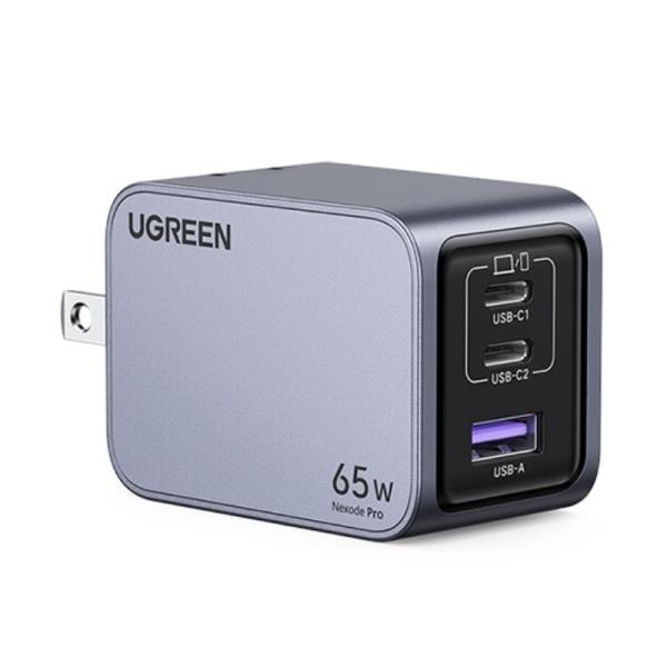 CARGADOR DE PARED UGREEN X755 NEXODE PRO 3 PUERTOS 2 USB-C Y 1 USB-A CARGA RAPIDA 65W 25870