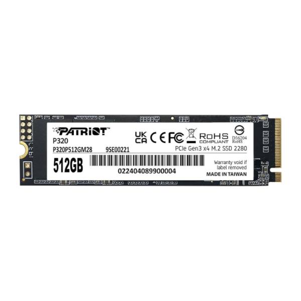 HD INTERNO SOLIDO 512GB PATRIOT P320 M.2 2280 PCIE GEN3 X4 3000MB/S / 2200MB/S P320P512GM28