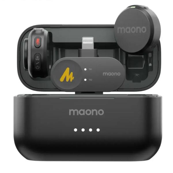 micrófono MAONO WM650 PB2 INalámbrico MINI LAVALIER CON RECEPTOR LIGHTNING cancelación DE RUIDO