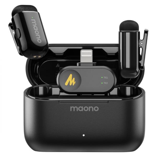 micrófono MAONO WM622 PB2 INalámbrico LAVALIER CON RECEPTOR LIGHTNING cancelación DE RUIDO