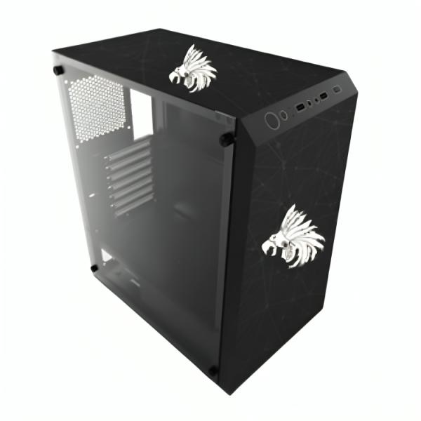 CASE GAMING RGB  EAGLE WARRIOR CG01W8RA001C MID TOWER SIN ventilación INCLUIDA CON VIDRIO LATERAL