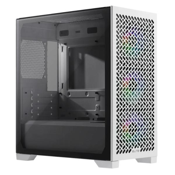 CASE RGB COOLER MASTER ELITE 302 WHITE MINI TOWER VENTILADORES 3 DE 120MM CON VIDRIO TEMPLADO LATERAL E302-WGNN-S00