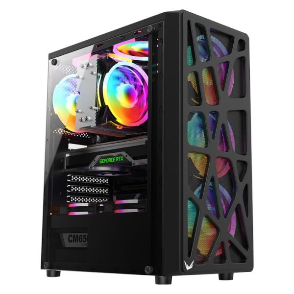 CASE RGB FORMULA V LINE MANA BLACK AR MID TOWER VENTILADORES 4 DE 120MM CON MALLA FONTAL Y PANEL LATERAL 4711401662815