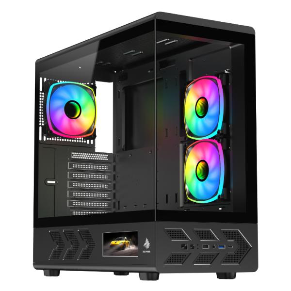 CASE EAGLE WARRIOR CG01J6RA001C MID TOWER SIN VENTILACION INCLUIDA CON VIDRIO TEMPLADO SIN FUENTE CON PANTALLA DE 5 PULG