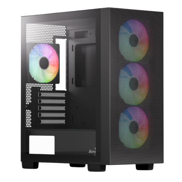 CASE GAMING RGB AEROCOOL B310A FLOW-G-BK-V1 MINI TOWER VENTILADORES 4 DE 120MM CON MALLA FRONTAL Y PANEL LATERAL ACCS-BD03043.11