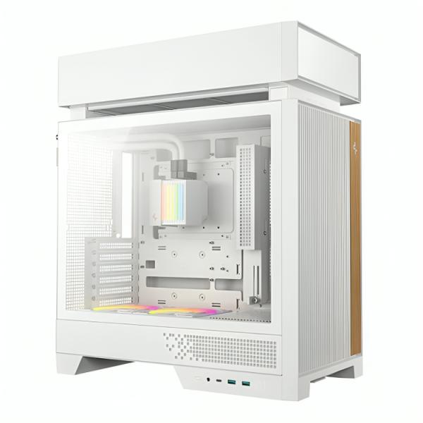 CASE RGB DEEPCOOL CL6600 WH MID TOWER VENTILADORES DE 2 DE 120MM CON MALLA FRONTAL Y ENFRIAMIENTO LÍQUIDO PREINSTALADO R-CL6600-WHNNA0-G