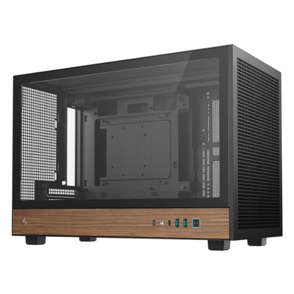 CASE DEEPCOOL CH260 WOOD MINI TOWER SIN ventilación INCLUIDA MADERA Y VIDRIO TEMPLADO LATERAL R-CH260-BKNWM0-G-1