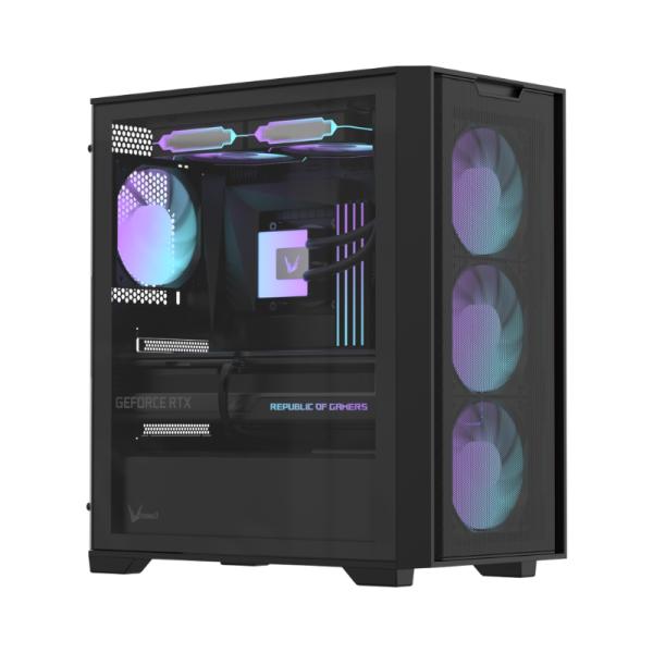 CASE RGB FORMULA V LINE AIR MESH GX600 PLUS MID TOWER 4X120MM ARGB VIDRIO TEMPLADO Y MALLA FRONTAL SIN FUENTE DE PODER 4711401668909