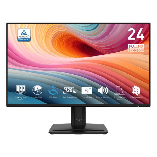 MONITOR MSI PRO MP242A E2 23.8 PULG PLANO 1920 x 1080 120Hz IPS HDMI Y DISPLAYPORT 9S6-3PD1CT-002 NEGRO