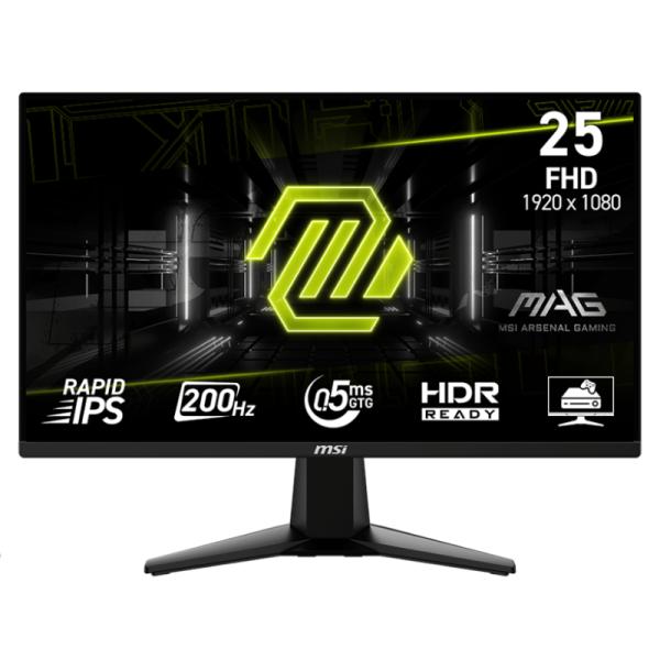 MONITOR GAMING MSI MAG 255F E20 25 PULG PLANO 1920X1080 FHD 200 HZ IPS FREESYNC HDMI DISPLAYPORT HDR 9S6-3BC21M-046
