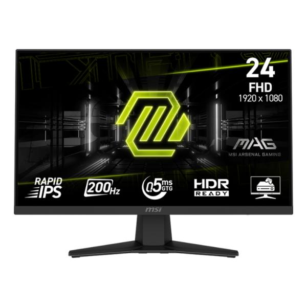 MONITOR GAMING MSI MAG 244F 23.8" PLANO 1920 X 1080 200 HZ ANTI-GLARE HDMI Y DP 9S6-3BC41H-004 NEGRO