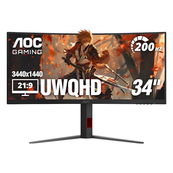 MONITOR GAMING AOC CU34G4H 34 PULG CURVA 1500R 3440X1440 QHD ULTRAWIDE 200HZ LCD LED FREESYNC HDMI/DISPLAYPORT