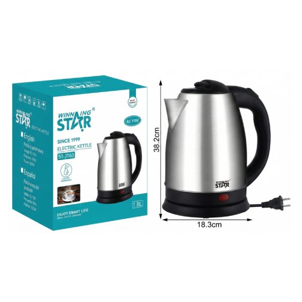 HERVIDOR eléctrico WINNING STAR 1000W 1.8L ST-2063 RSH-967-WST-110V-17476