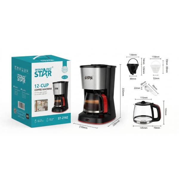 CAFETERA eléctrica WINNING STAR ST-2162 1.25L 12 TZ KFJ-1038-WST-110V-14140