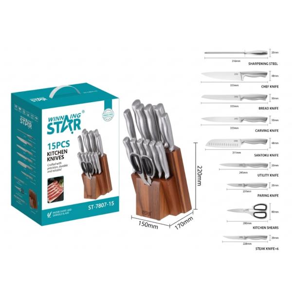 SET DE CUCHILLOS WINNING STAR ST-7807-15 15 PIEZAS DJ-1627-WST-38783